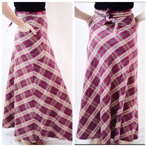ISO Free People plaid wrap maxi skirt